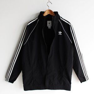 Adidas Black & White Striped Windbreaker Jacket